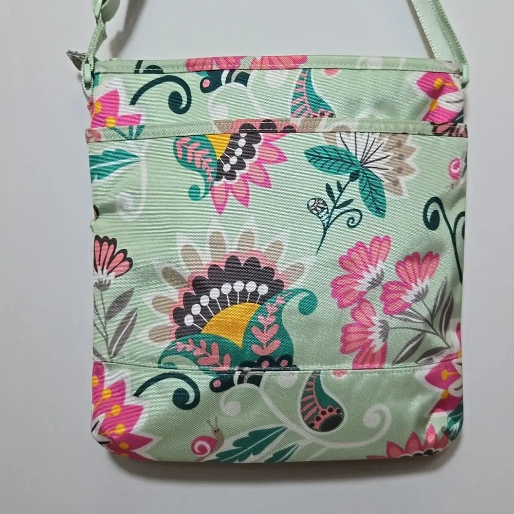 Vera Bradley Lighten Up‎ Slim Crossbody Purse Mint Flowers Floral NWT - Picture 12 of 16